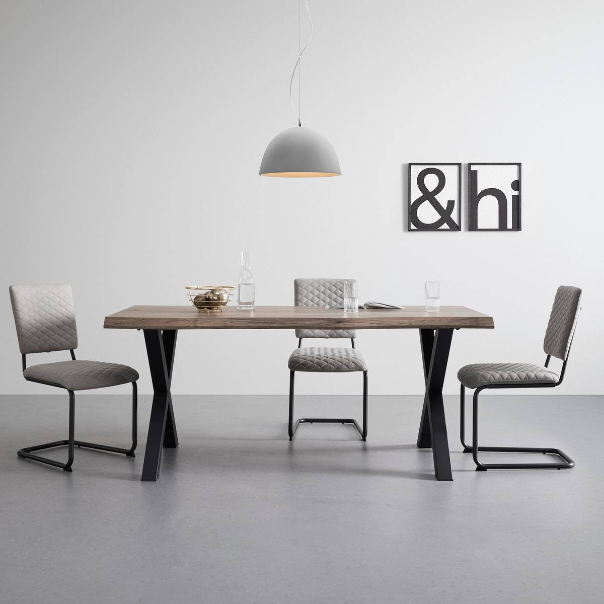 Jedálenský stôl RICO 180x90 cm - čierna/farba duba, Modern, kov/drevo (180/90/76cm) - Bessagi Home