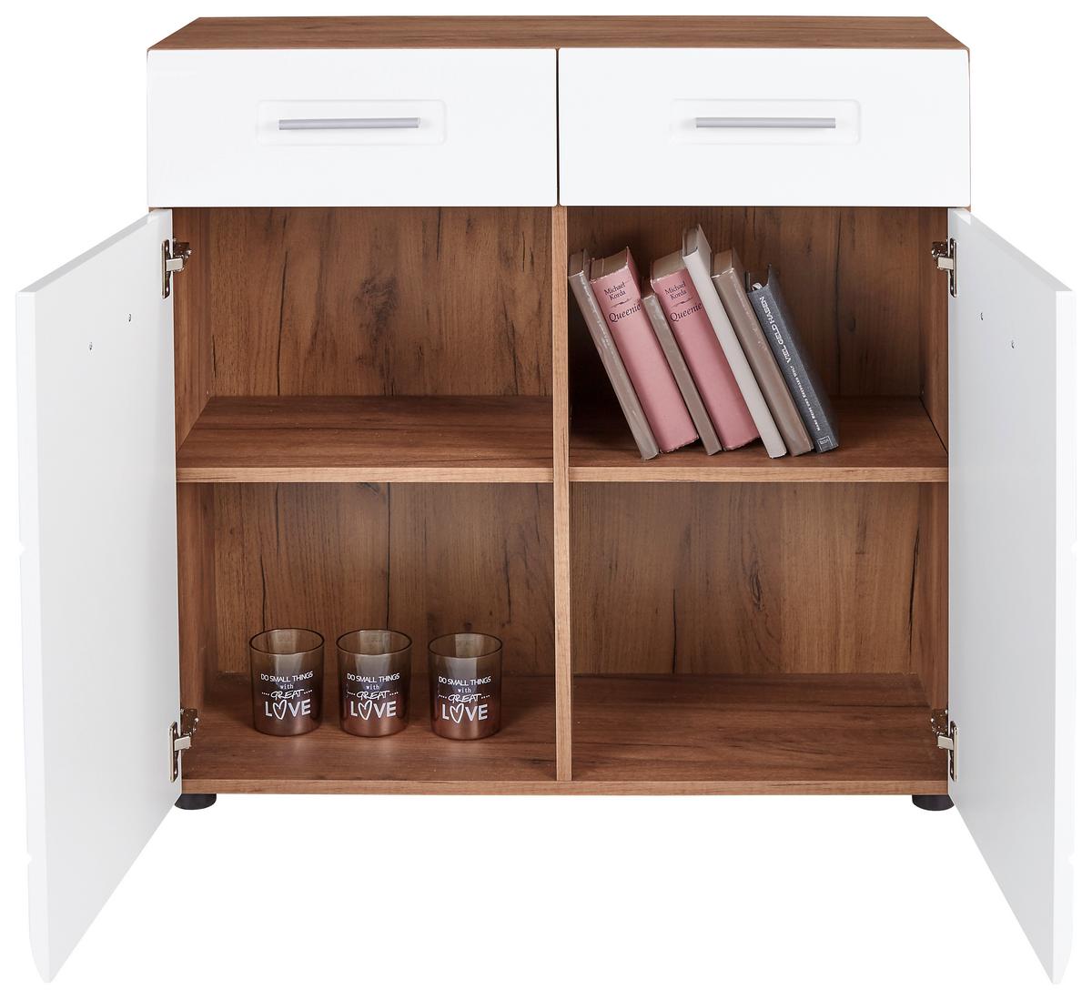 Komód Avensis New - tölgyfa színű/fehér, Konventionell, faalapú anyag (90/85,4/37cm) - Luca Bessoni