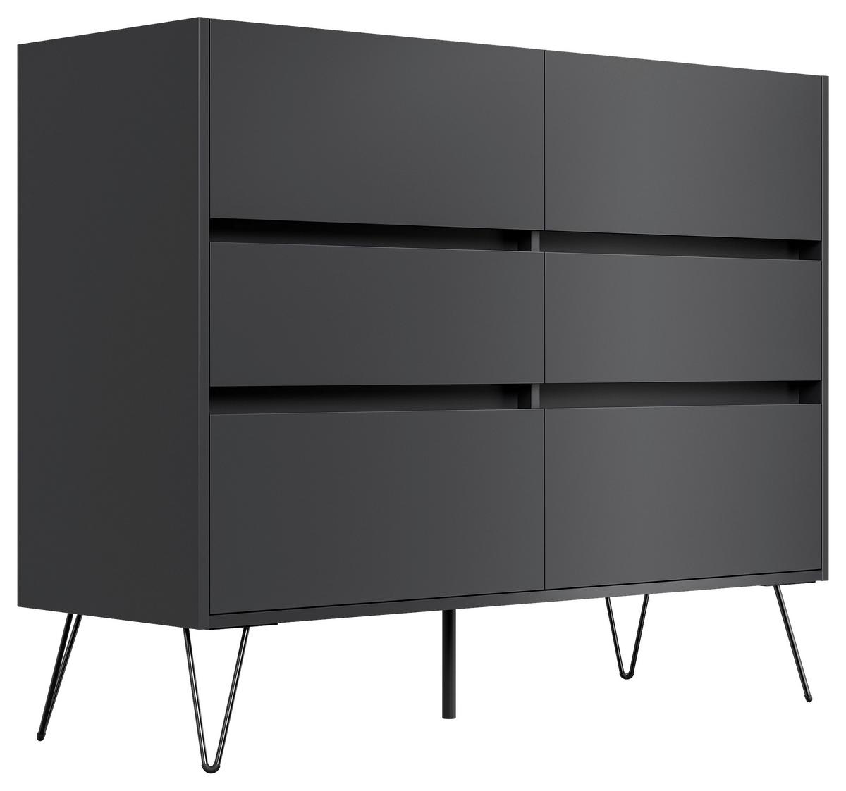 Sideboard Posseik Industrial Graphitfarben/Eichef. B:120 cm - Eichefarben/Schwarz, Design, Holzwerkstoff (120/93,6/42cm) - MID.YOU