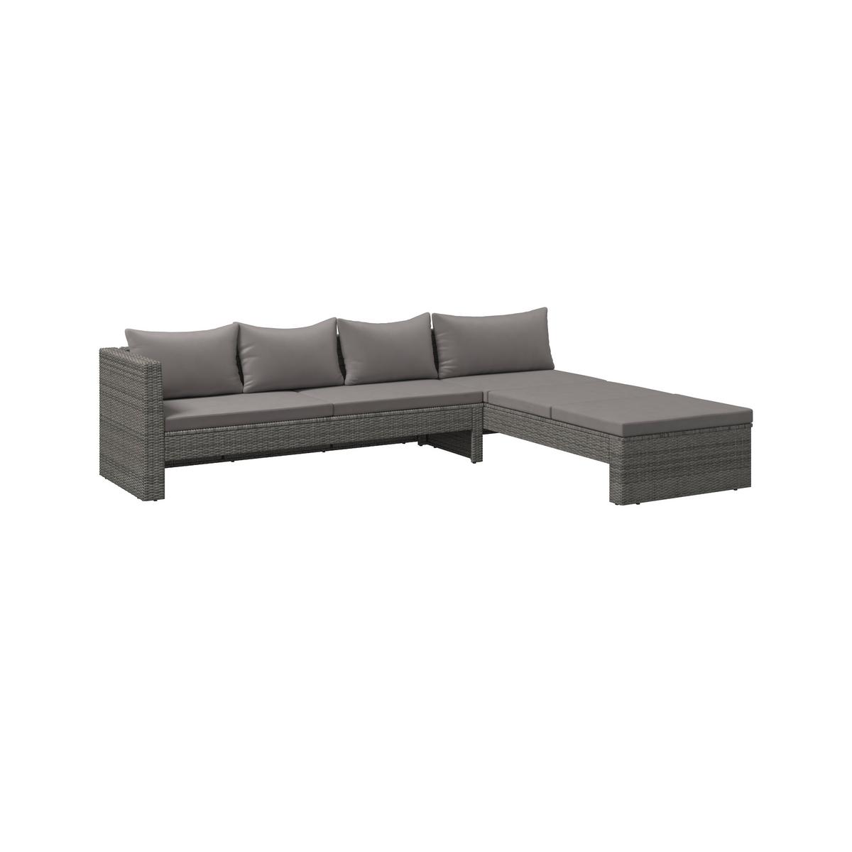 Loungegarnitur Tripolis - Schwarz/Grau, MODERN, Glas/Kunststoff (192/192cm) - Beldano