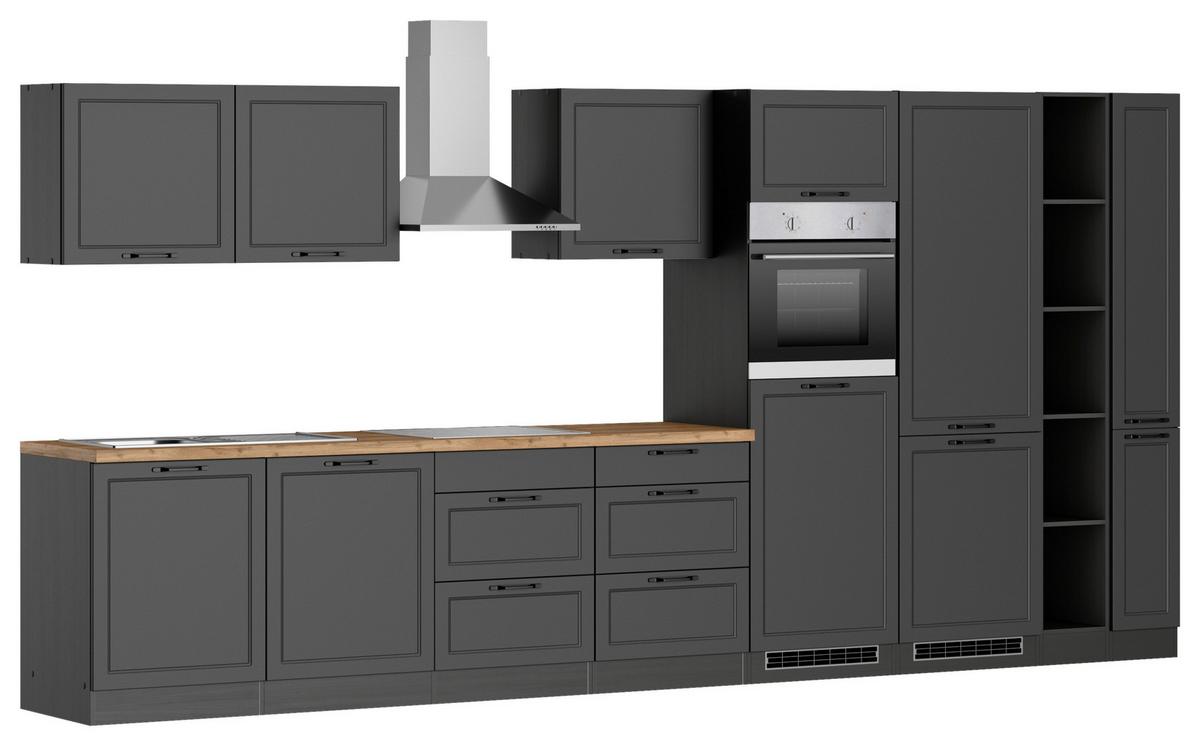 Küchenzeile Meran mit Geräten B: 420 cm Grau/Eiche Dekor - Eiche Wotan/Grau, LIFESTYLE, Holzwerkstoff (420cm) - Held