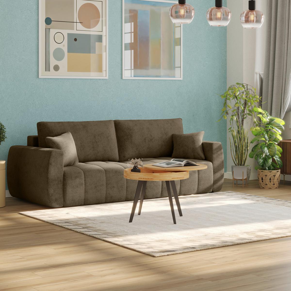 2-sitzer-sofa Bali Mit Schlaffunktion & Bettkasten - Schwarz/Mokka, MODERN, Holz/Textil (245/74-90/104cm) - Luca Bessoni