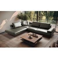 Ecksofa Como Echtleder Grau 237x306 - Schwarz/Grau, Design, Leder (237/306cm) - Livetastic