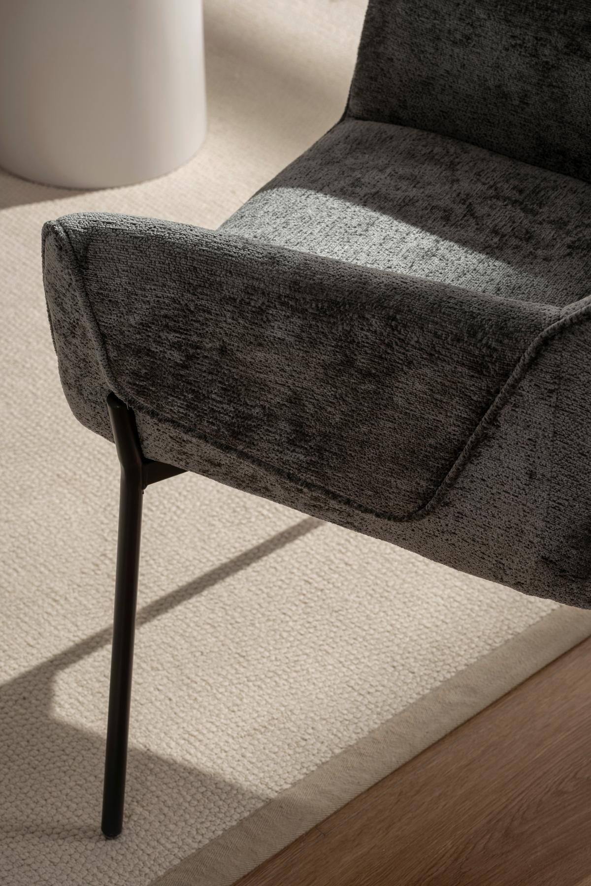 Armlehnstuhl Alea Chenille Grau, B: 62 Cm - Dunkelgrau/Grau, MODERN, Holz/Textil (62/83/62cm) - MID.YOU