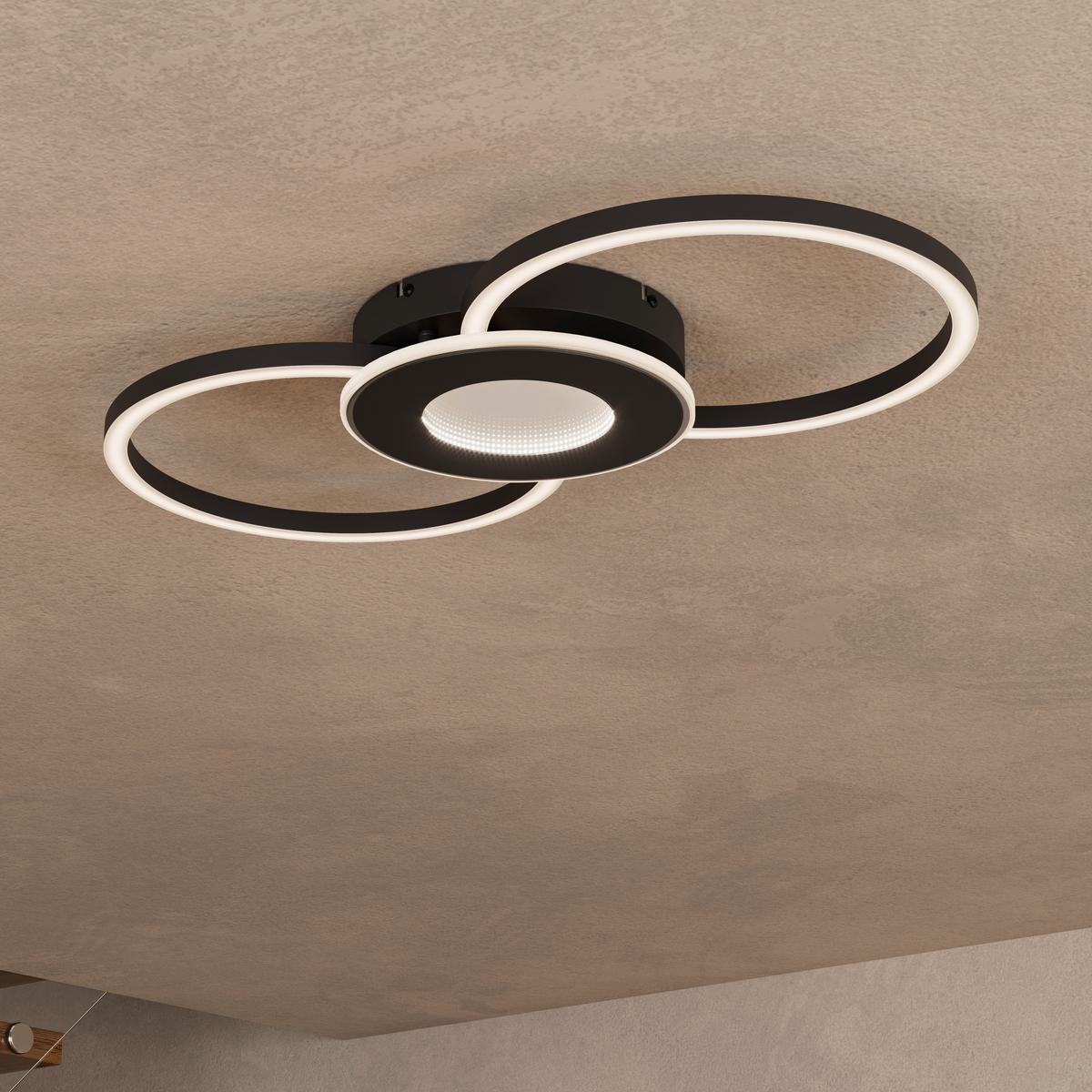 Led Mennyezeti Lámpa Josefa - krómszínű/fekete, műanyag/fém (48/28/7cm) - Luca Bessoni