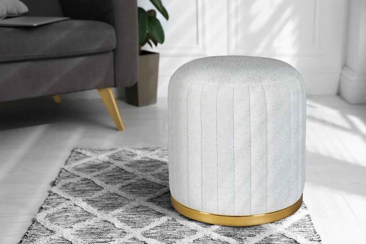 Hocker Doric 135 Weiß/goldfarben D: 43 Cm - Goldfarben/Weiß, Design, Textil (43/46cm) - Kayoom