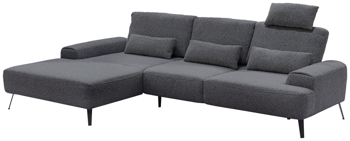 Ecksofa Astoria Dunkelgrau S:178x307cm - Dunkelgrau/Schwarz, Design, Textil (178/305cm) - Livetastic