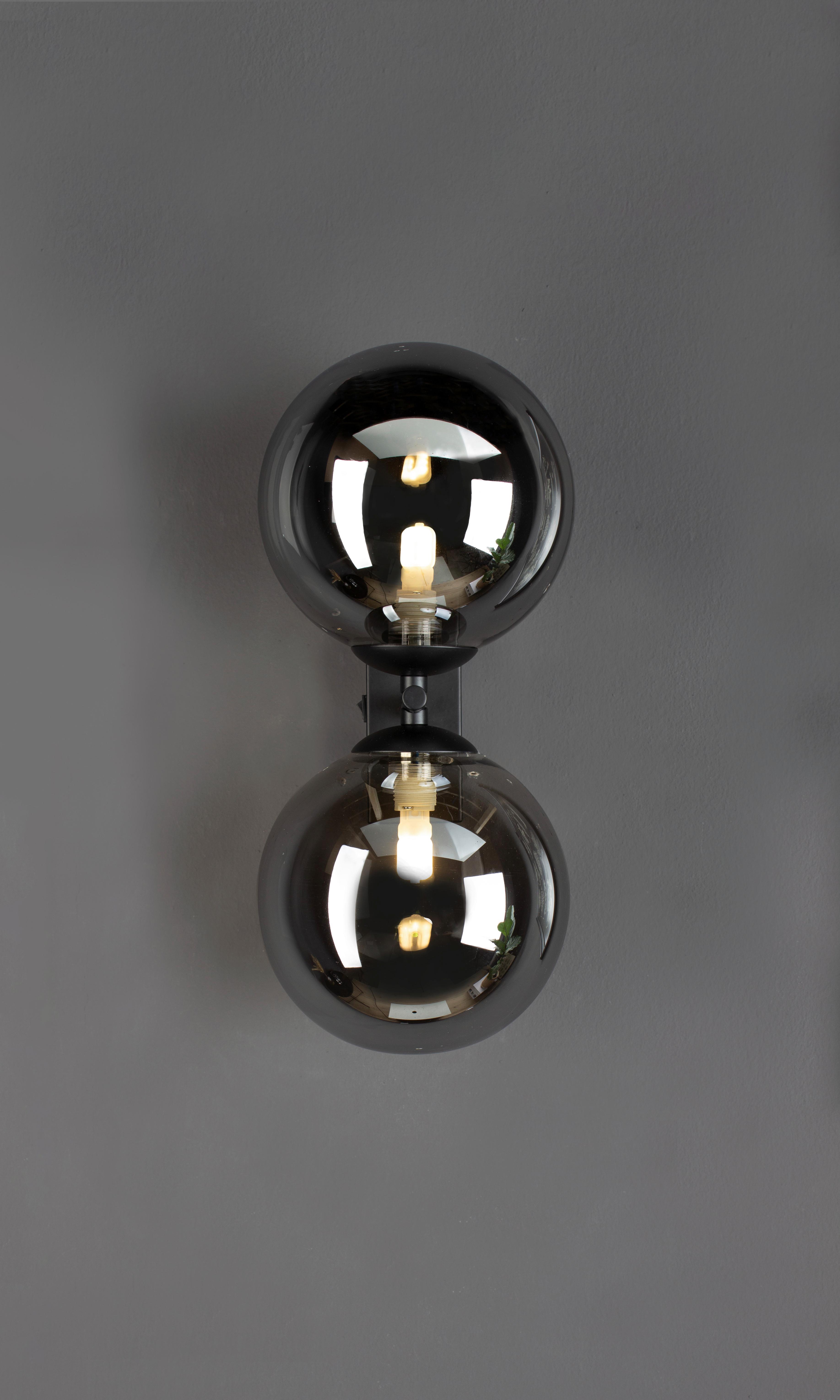 Wandleuchte 9120-Ap2 Nero 2-Flammig, - Dunkelgrau/Schwarz, Design, Glas/Metall (10/23,3cm)