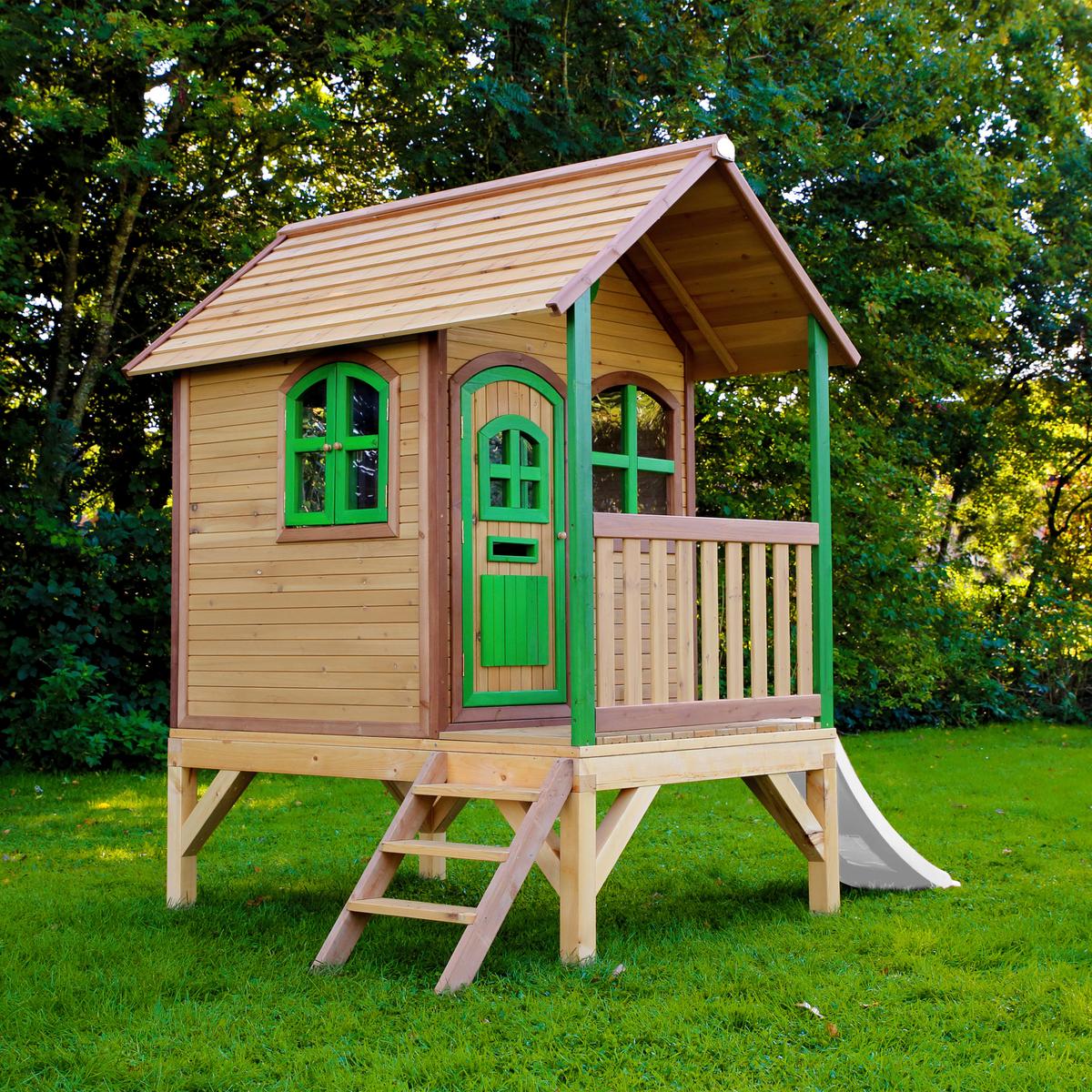 Spielhaus A030.036.90 - Rot/Braun, KONVENTIONELL, Holz (287/231/191cm) - Ambia Garden