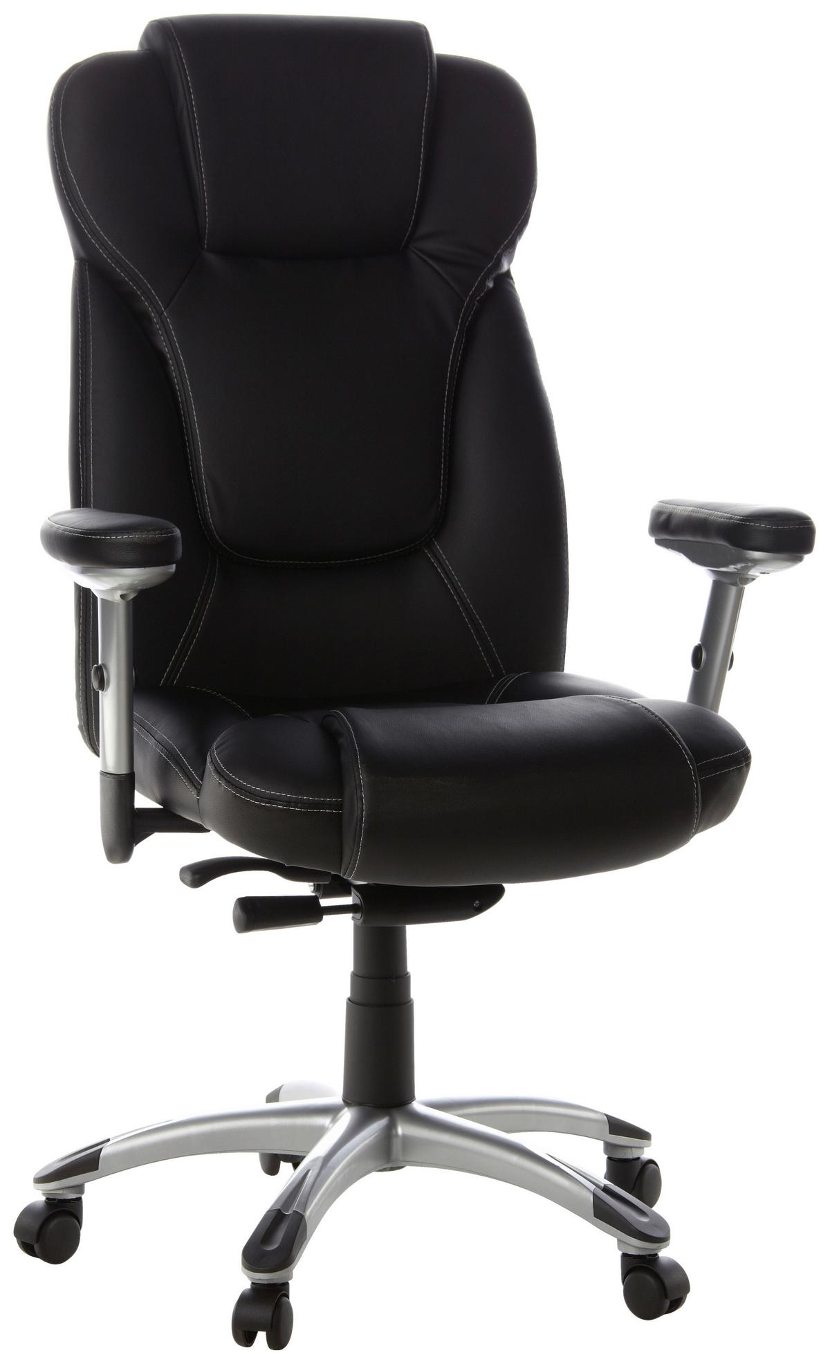 Chefsessel Embassy 200 Schwarz - Silberfarben/Schwarz, MODERN, Kunststoff/Textil (63/131/53cm) - MID.YOU