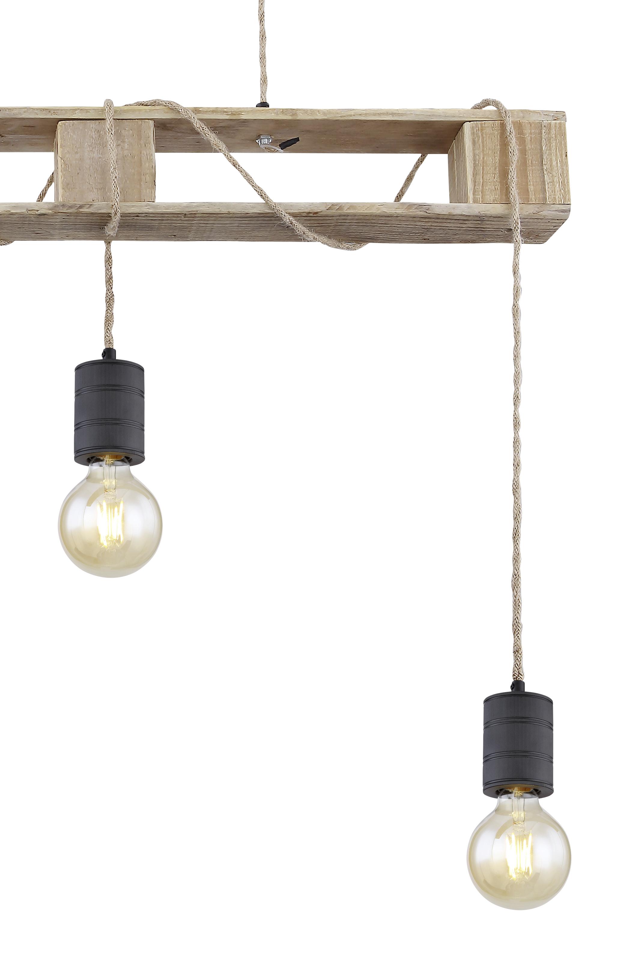Hängeleuchte Joelle H: 120 Cm 3-Flammig, Braun/ Schwarz - Schwarz/Braun, Natur, Naturmaterialien/Holz (83/10/120cm) - Globo
