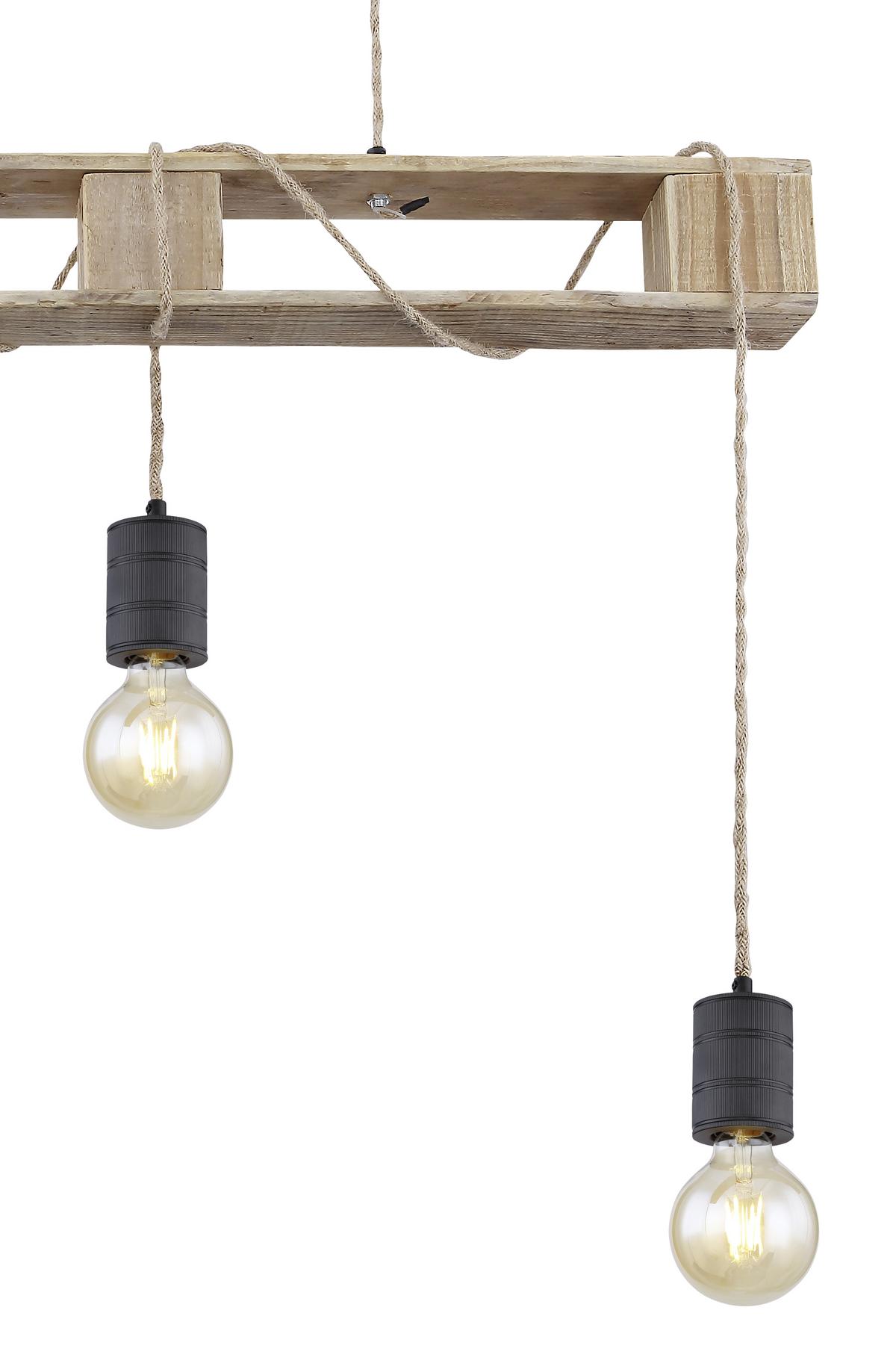 Hängeleuchte Joelle H: 120 Cm 3-Flammig, Braun/ Schwarz - Schwarz/Braun, Natur, Naturmaterialien/Holz (83/10/120cm) - Globo