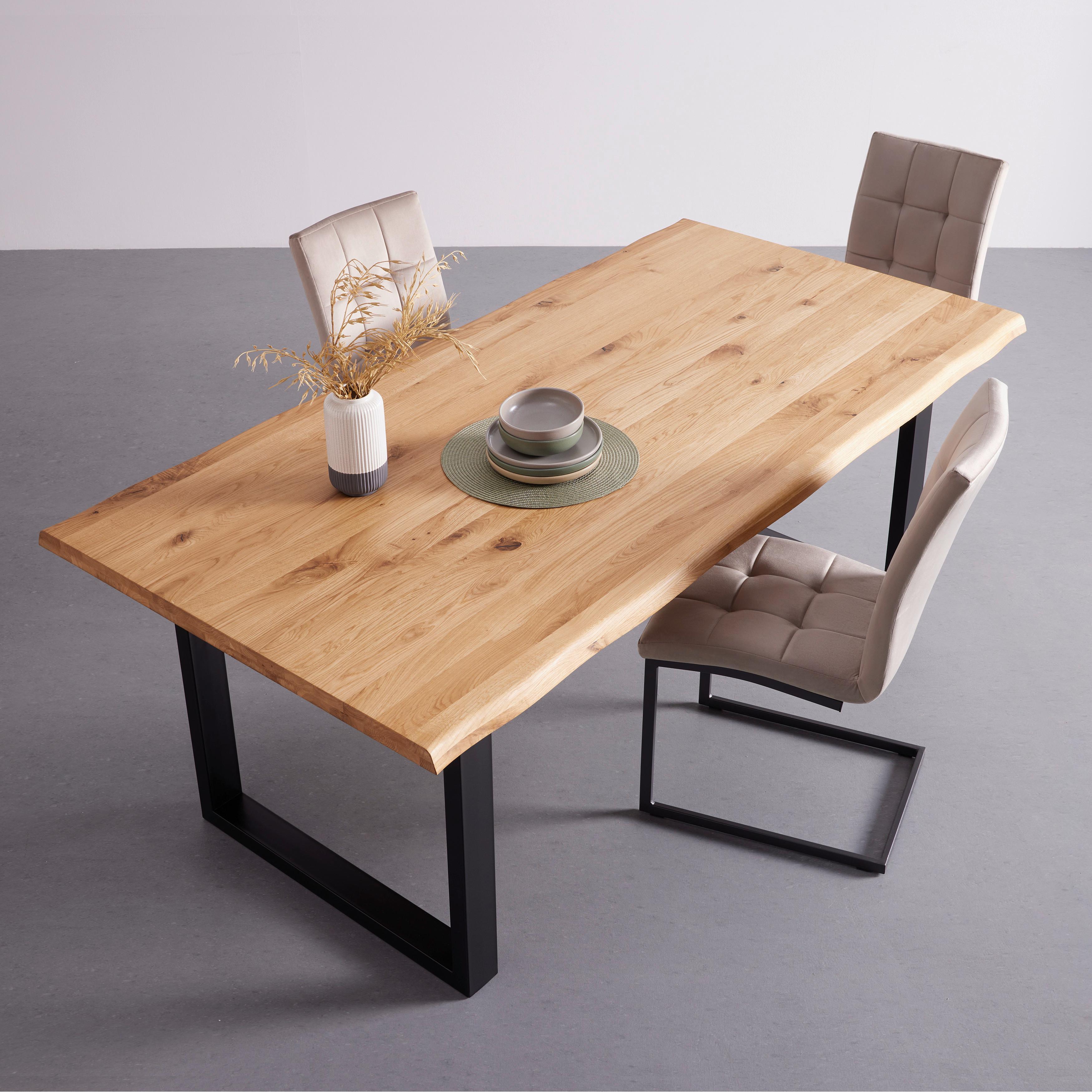 Jedálenský stôl JOLA 200x100 - čierna/divoký dub, Modern, kov/drevo (200/100/75cm) - Bessagi Home