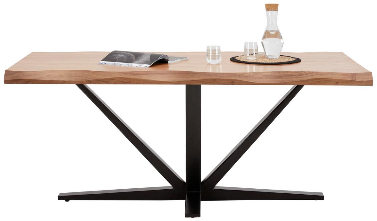 Jídelní stůl akácia/kov 180x90 - černá/barvy akácie, Moderní, kov/dřevo (180/76/90cm) - Zandiara