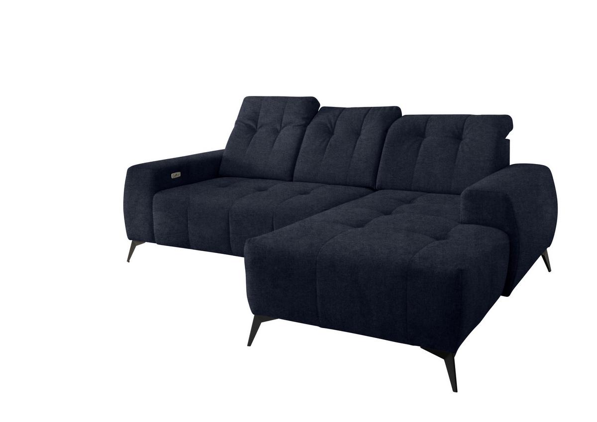 Ecksofa Mit Usb Anschluss Sano, Dunkelblau,s: 258x180 Cm - Schwarz/Dunkelblau, MODERN, Textil (258/180cm) - Livetastic
