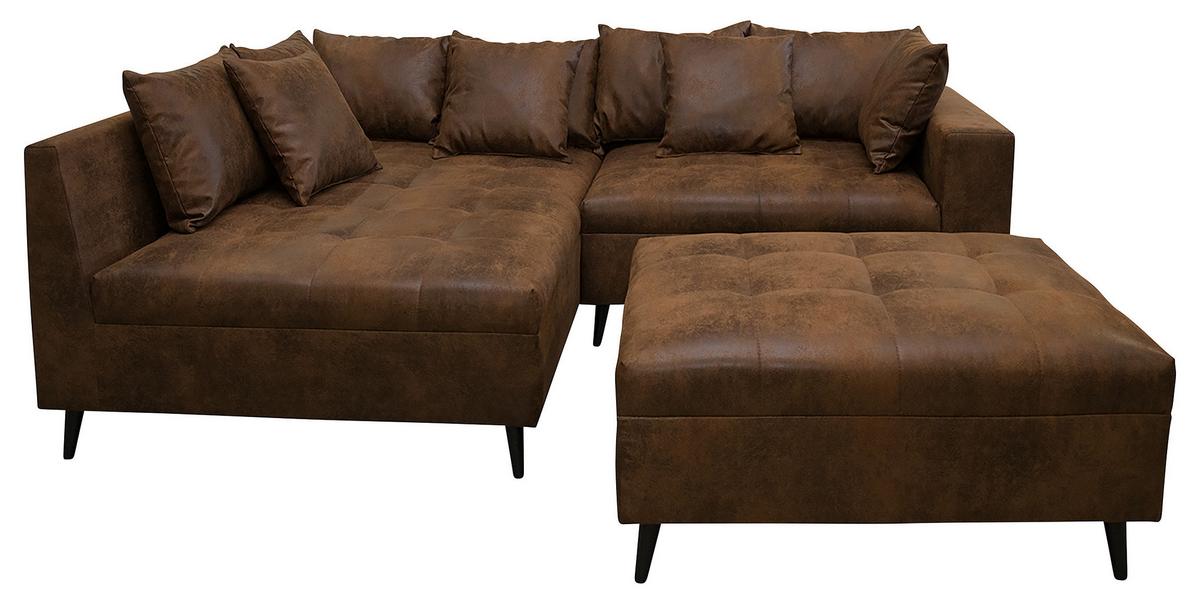 Ecksofa Pruno, Braun S: 174x247 Cm - Schwarz/Braun, Design, Textil (174/247cm) - MID.YOU