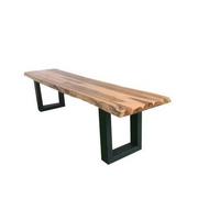 Gartenbank Aus Akazienholz und Metall 3-Sitzer Bern, Echtholz - Schwarz/Akaziefarben, MODERN, Holz/Metall (180/43/40cm) - Beldano