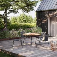 Gartentischgruppe Ellen/vito 5tlg, Dunkelgrau/natur - Dunkelgrau/Anthrazit, Natur, Holz/Kunststoff (160/160/74cm) - Gardenson