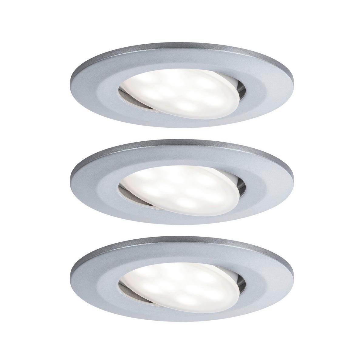LED-Deckenleuchte Ø 9 cm 3er-Set Chromfarben Rund - Chromfarben, Basics, Kunststoff (9cm) - Paulmann