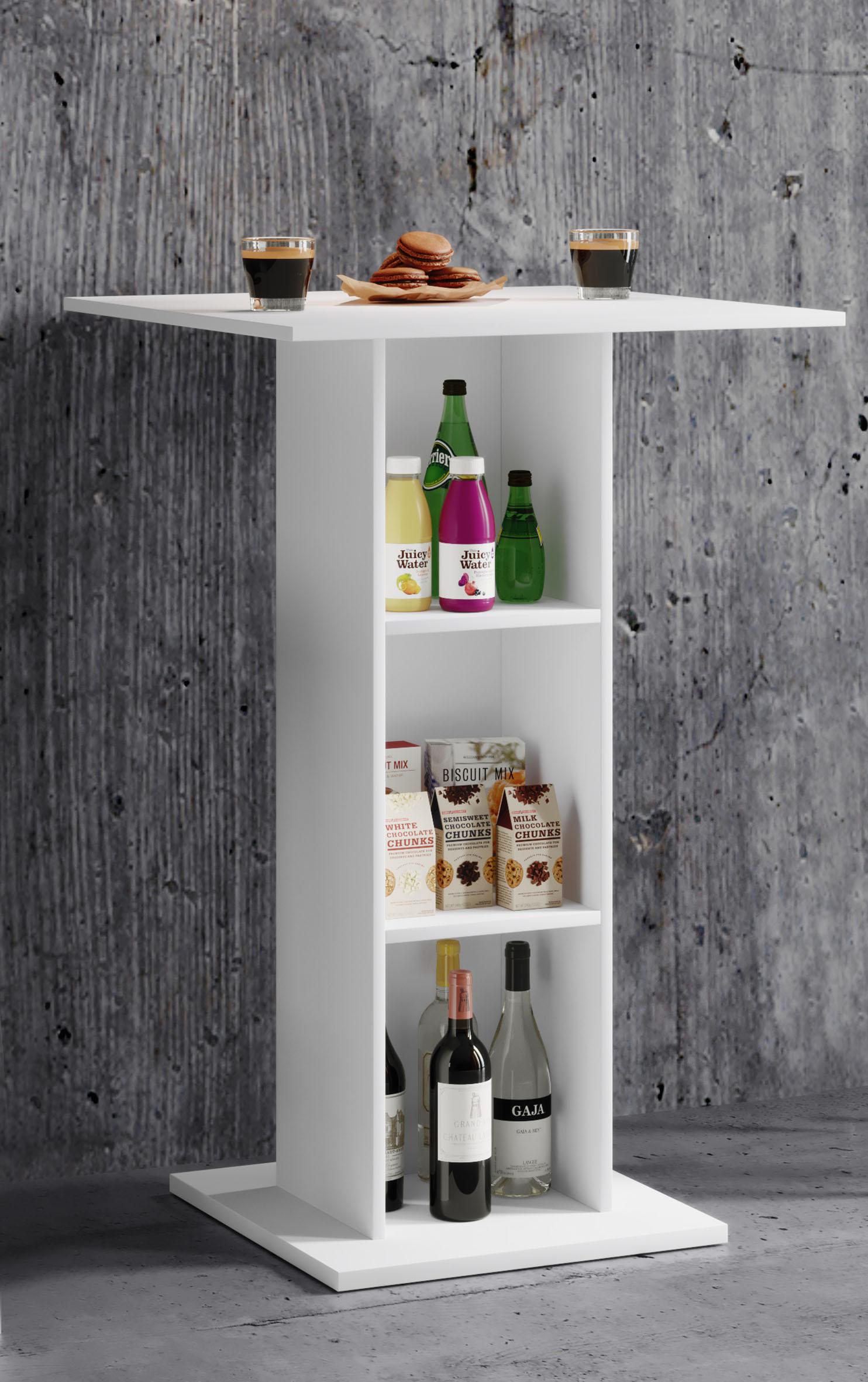 Barový stůl Standos bílý š: 70cm - bílá, Basics, kompozitní dřevo (70/70/108cm) - MID.YOU