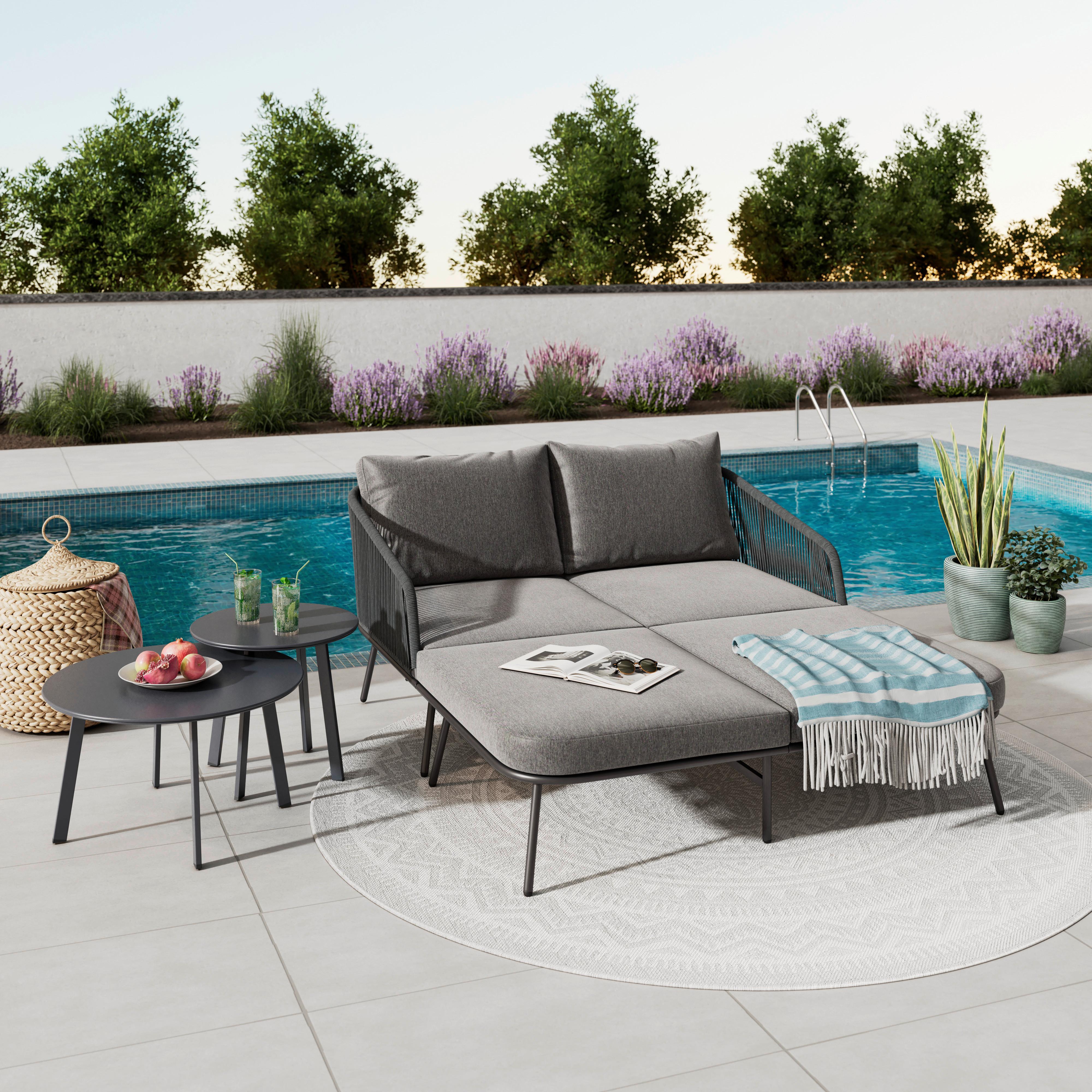 Sonneninsel Madeira - Dunkelgrau/Schwarz, MODERN, Textil/Metall (150/75/95cm) - Beldano