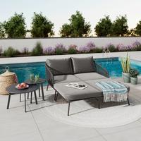 Sonneninsel Madeira - Dunkelgrau/Schwarz, MODERN, Textil/Metall (150/75/95cm) - Beldano