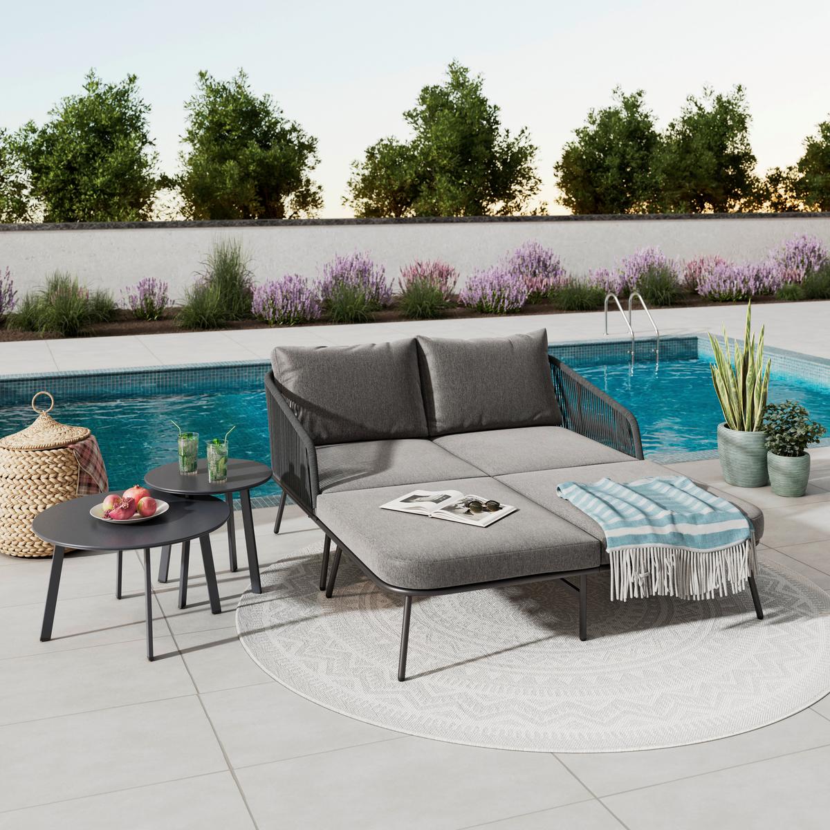 Sonneninsel Madeira - Dunkelgrau/Schwarz, MODERN, Textil/Metall (150/75/95cm) - Beldano