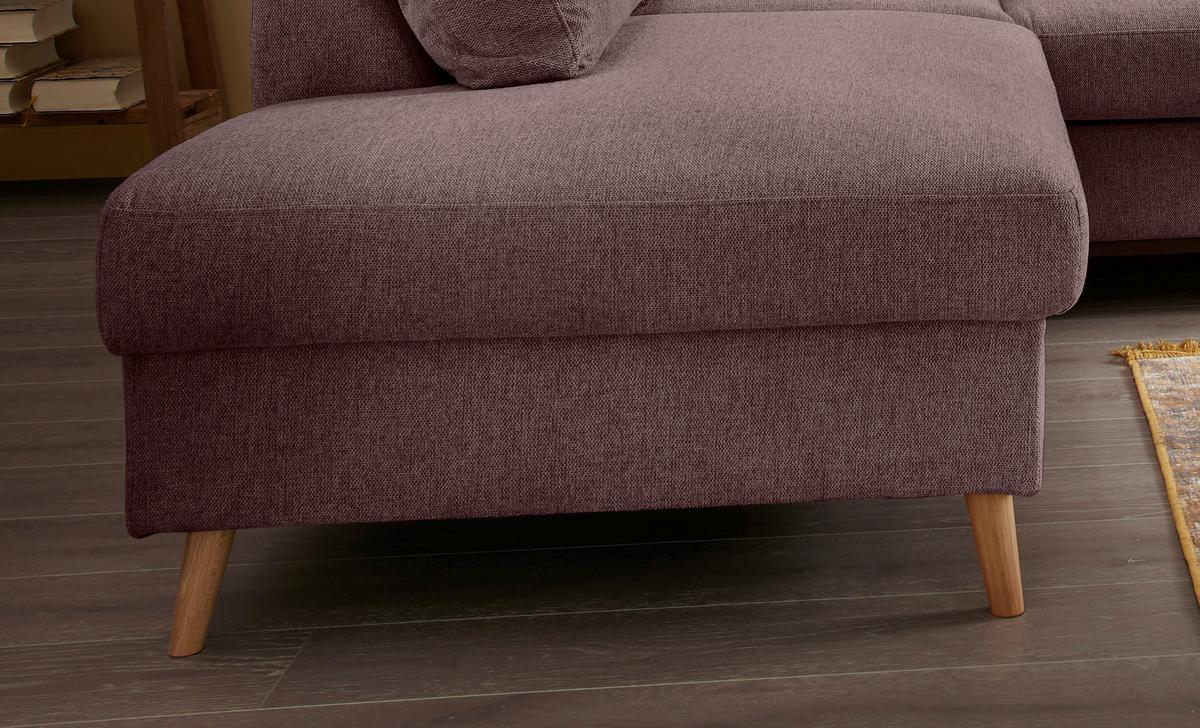 Ecksofa mit Schlaffunktion Valentina mit Kissen Bordeaux - Bordeaux/Naturfarben, KONVENTIONELL, Textil (200/230cm) - P & B