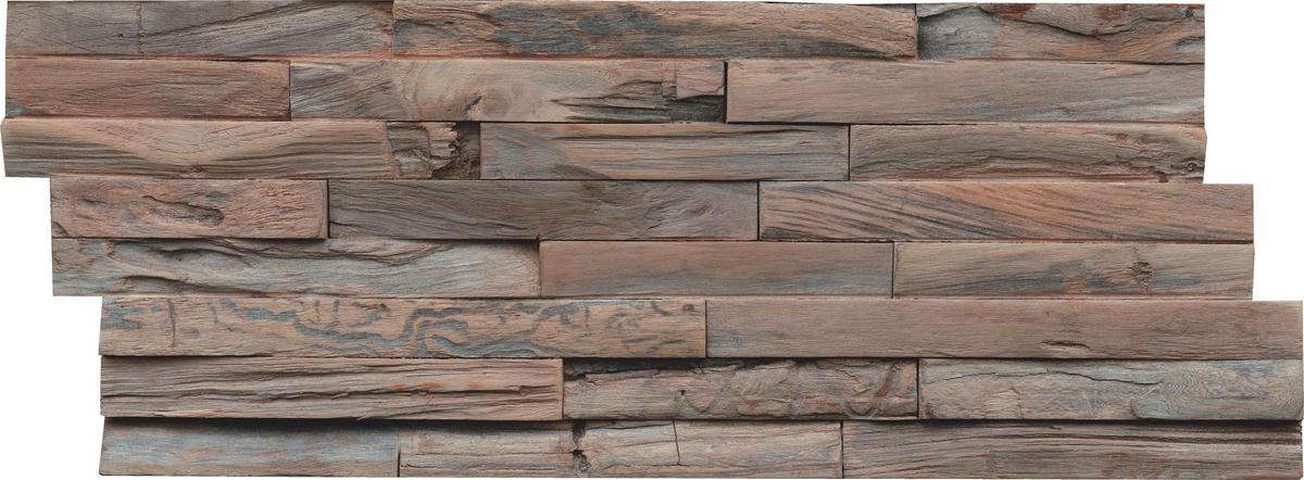 Wandverkleidung Teak Elegance Gun Smoked - Hellbraun, Basics, Holz (50/20/2cm)