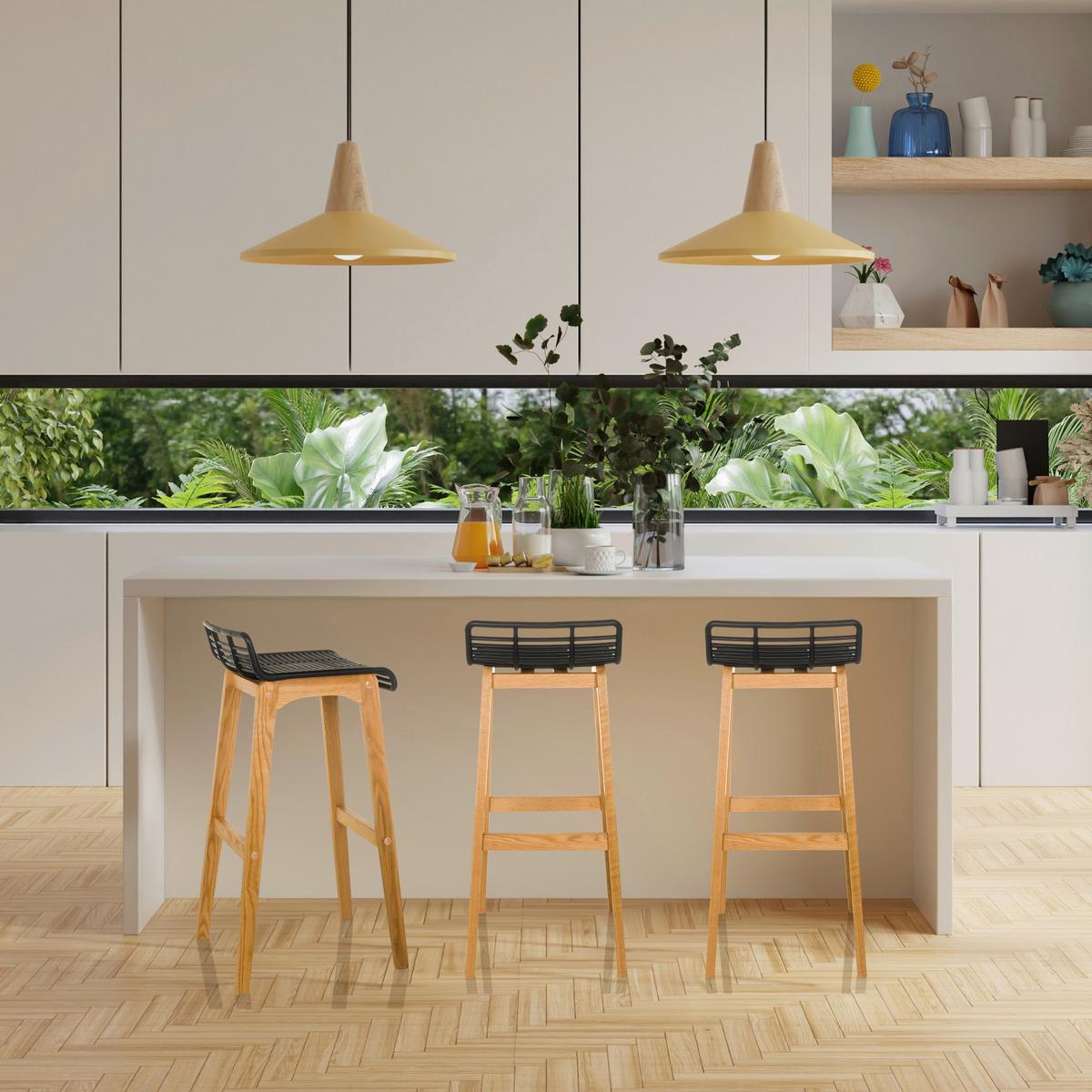 Barhocker Lonso W Schwarz/eichefarben B: 40 Cm - Eichefarben/Schwarz, MODERN, Holz/Kunststoff (40/88/46cm) - MID.YOU