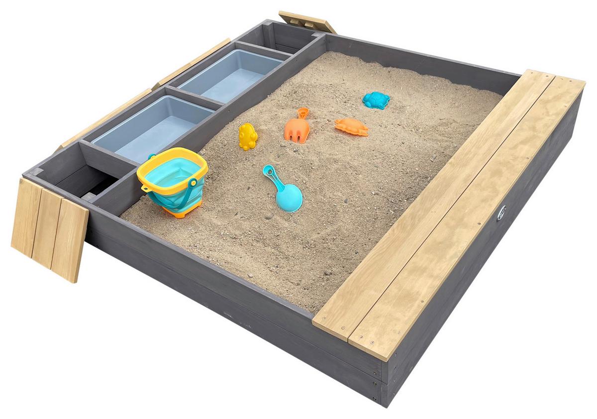 Sandkasten A031.016.20 - Braun/Grau, KONVENTIONELL, Holz (117/18,7/119cm) - Ambia Garden