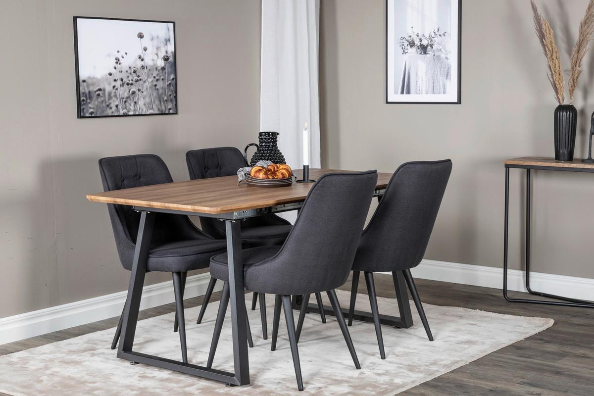 Esstisch Inca - Schwarz/Braun, Design, Holz/Metall (160-200/85/75cm) - Livetastic