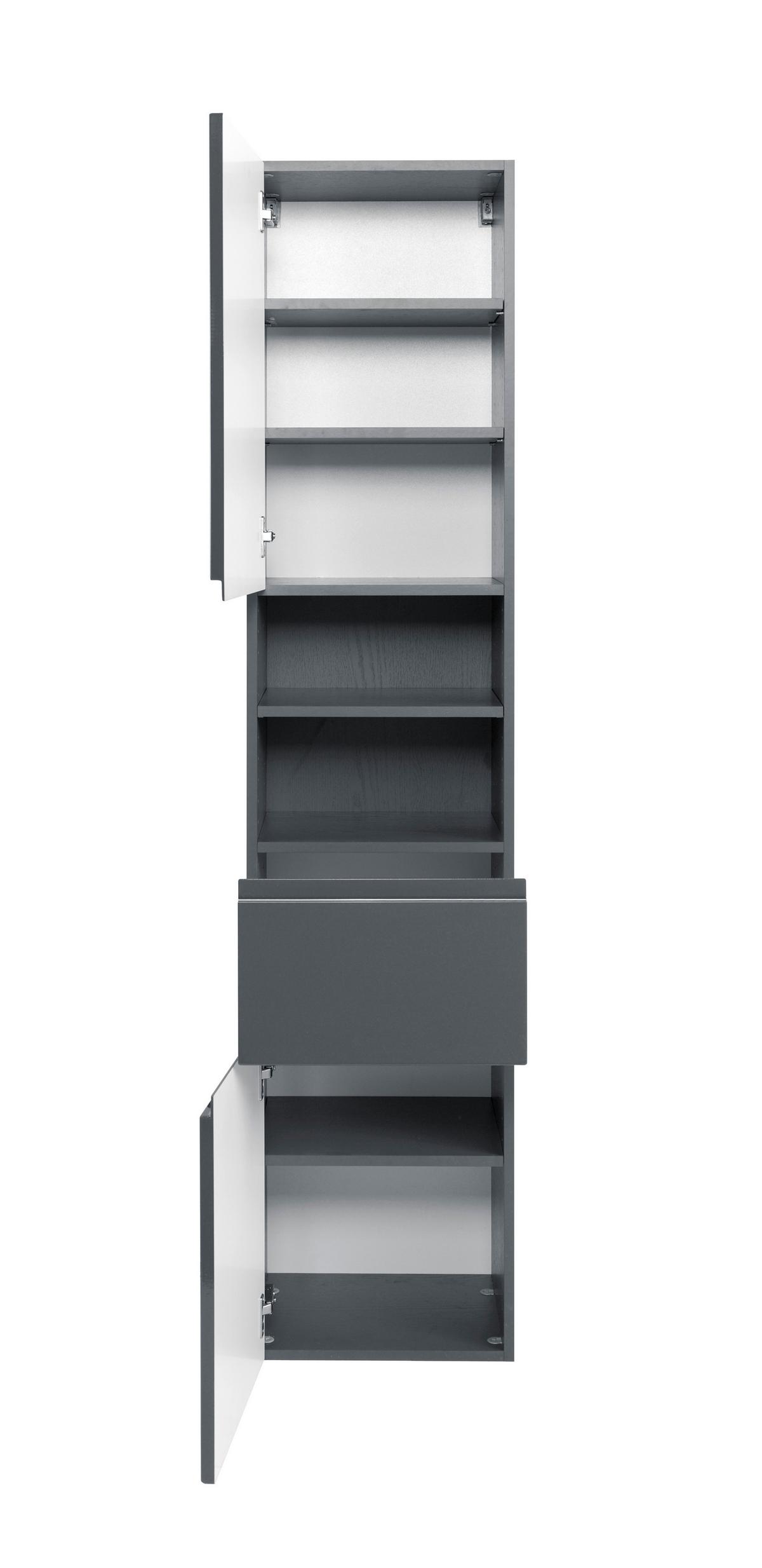 Hochschrank Mit Soft-close Cardiff 40cm, Graphit Dekor - Graphitfarben, Design, Holzwerkstoff (40/180/35cm) - Held