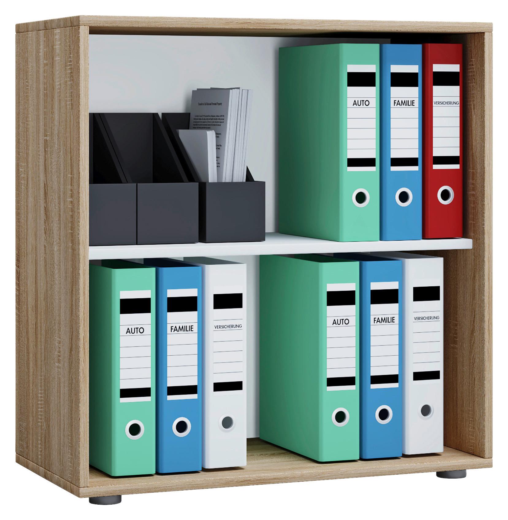 Aktenregal Lona L Eiche Dekor B 70 cm - Eichefarben/Schwarz, Basics, Holzwerkstoff (70/74/37cm) - MID.YOU