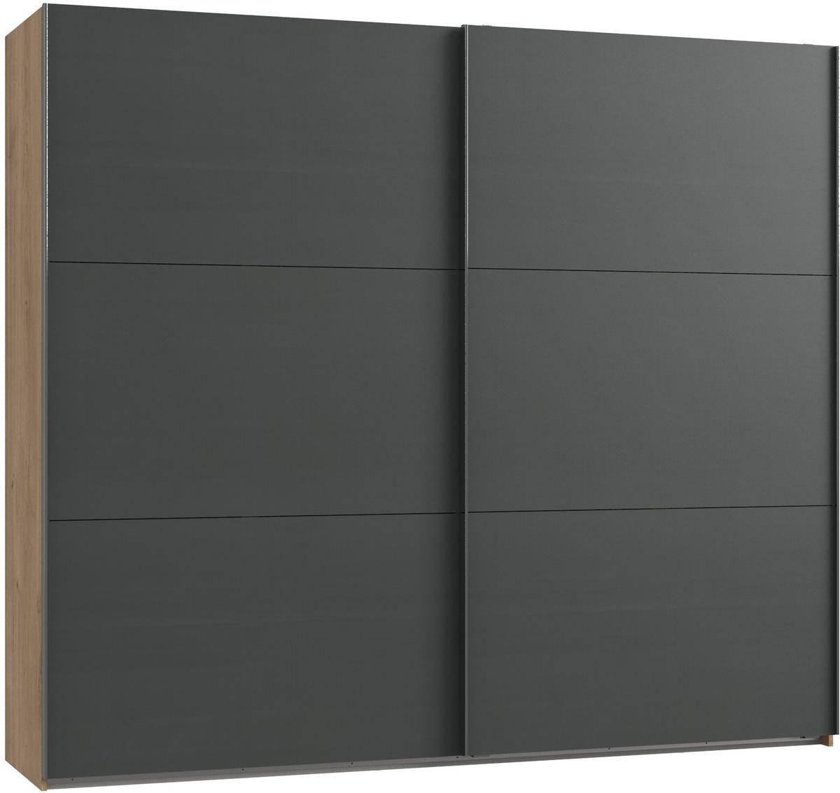 Schwebetürenschrank B: 200 Cm Level 36a Eiche Dekor/graphit - Eichefarben/Graphitfarben, MODERN, Holzwerkstoff (200/216/65cm) - MID.YOU
