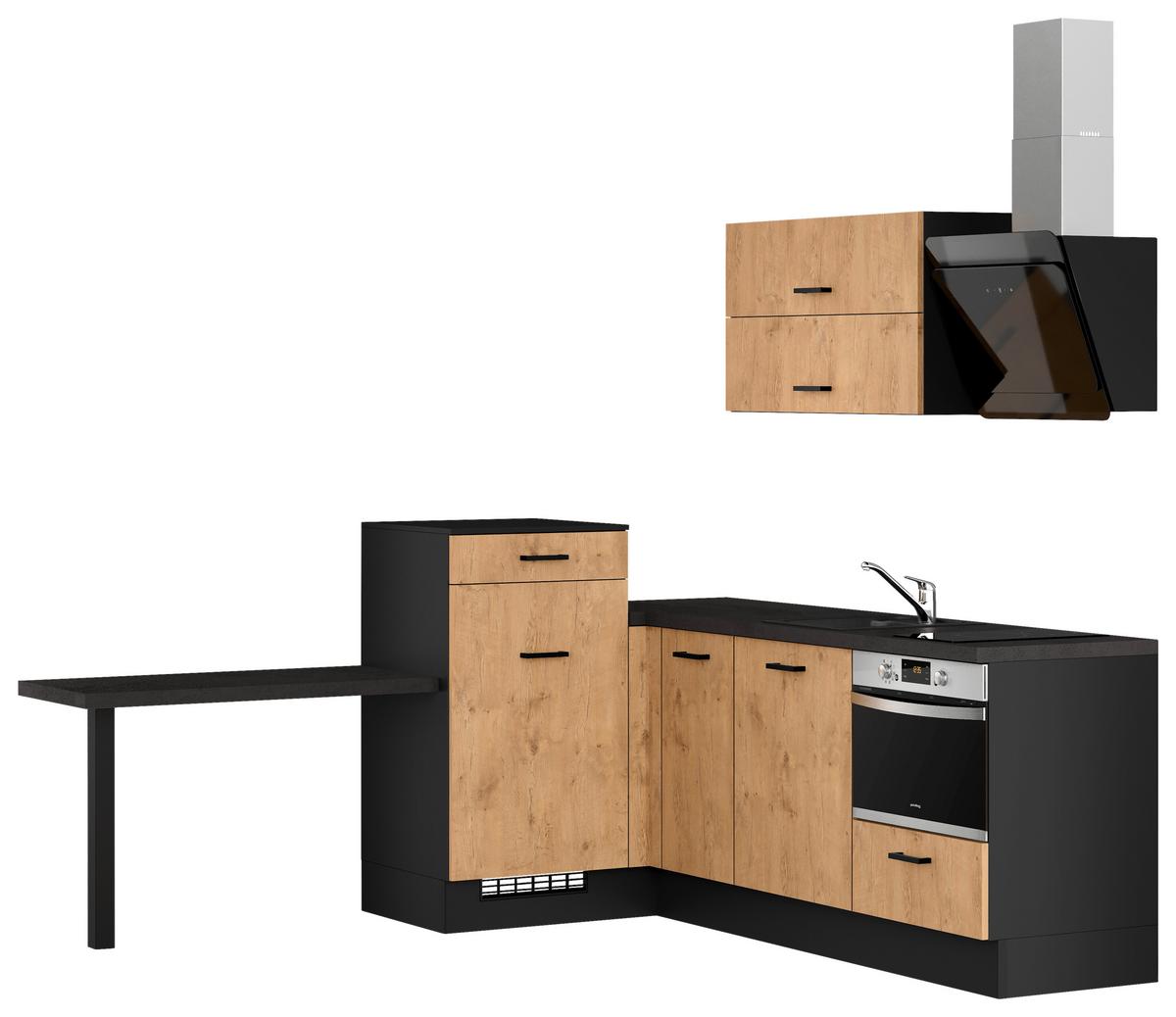 Eckküche Ip1200 - Eichefarben/Dunkelgrau, Design, Holzwerkstoff (241/225cm) - Impuls