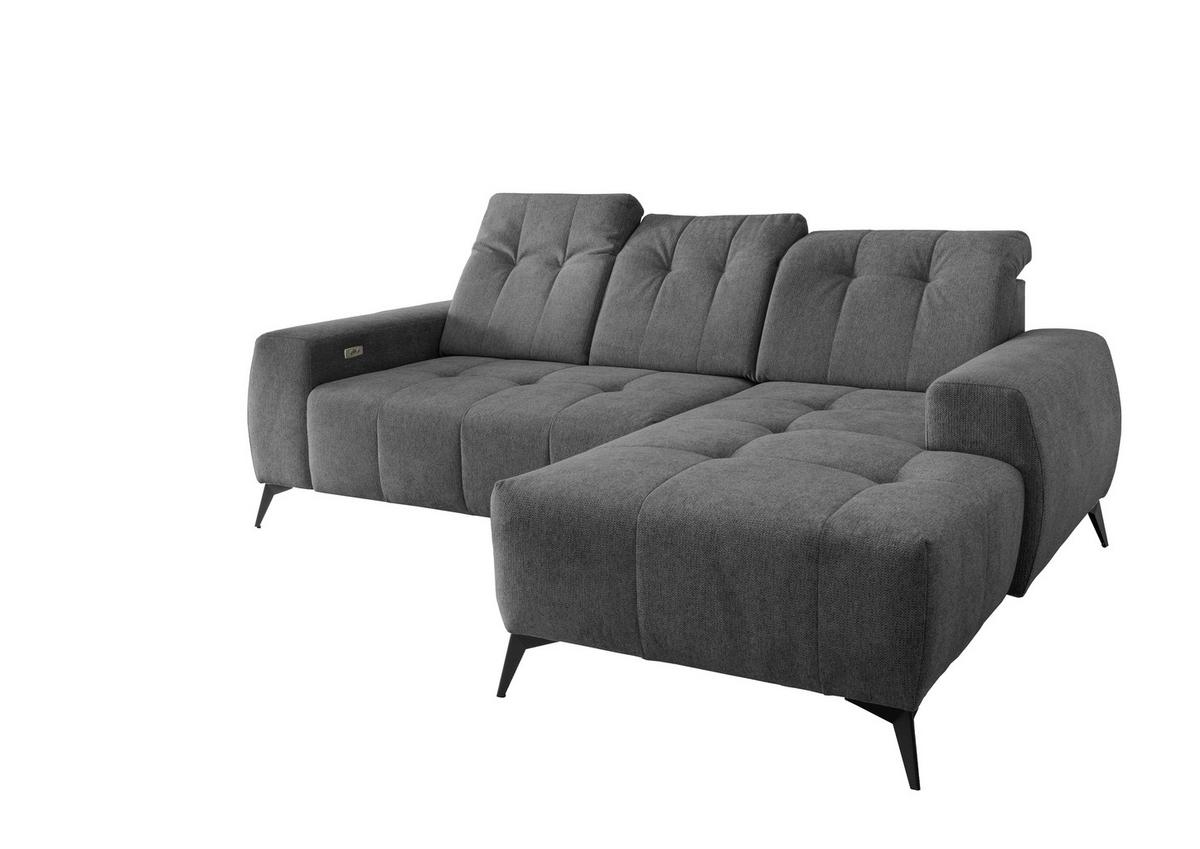 Ecksofa Mit Usb Anschluss Sano, Anthrazit, S: 258x180 Cm - Anthrazit/Schwarz, MODERN, Textil (258/180cm) - Livetastic