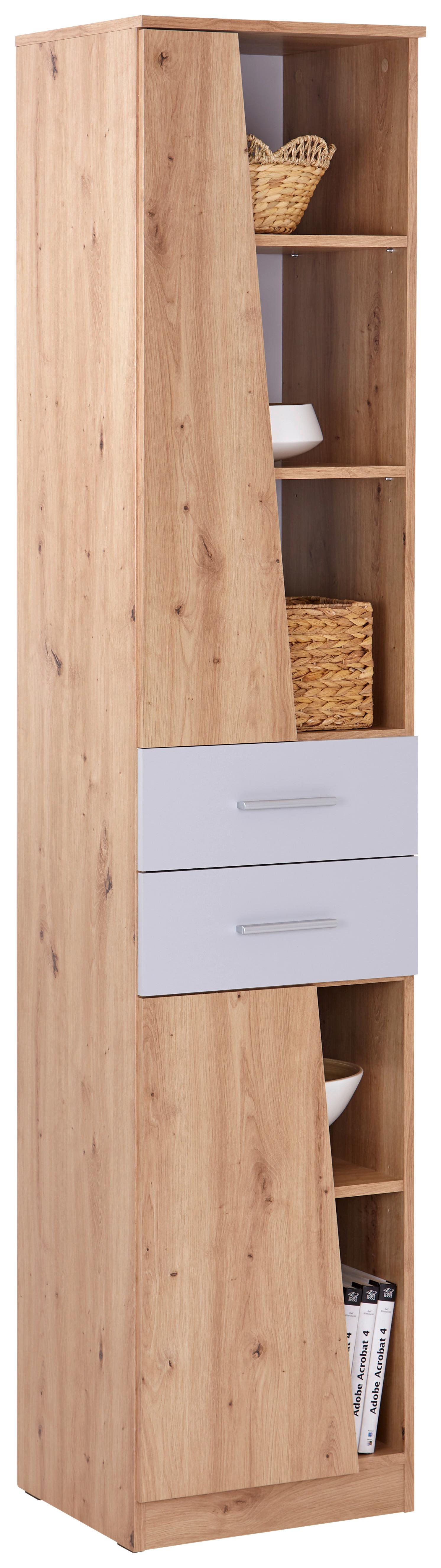 REGÁL JOHNNY - šedá/dub artisan, Moderní, kompozitní dřevo/plast (45/216,3/41,6cm)