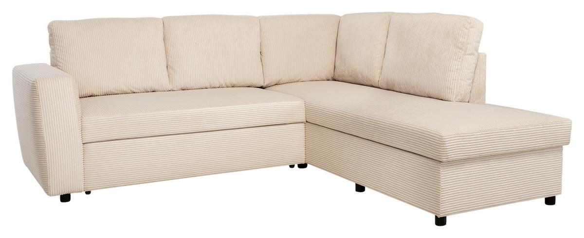Ecksofa mit Schlaffunktion Toullouse perlmutt, 224x206cm - Perlmutt/Schwarz, Trend, Holz/Holzwerkstoff (224/206cm)