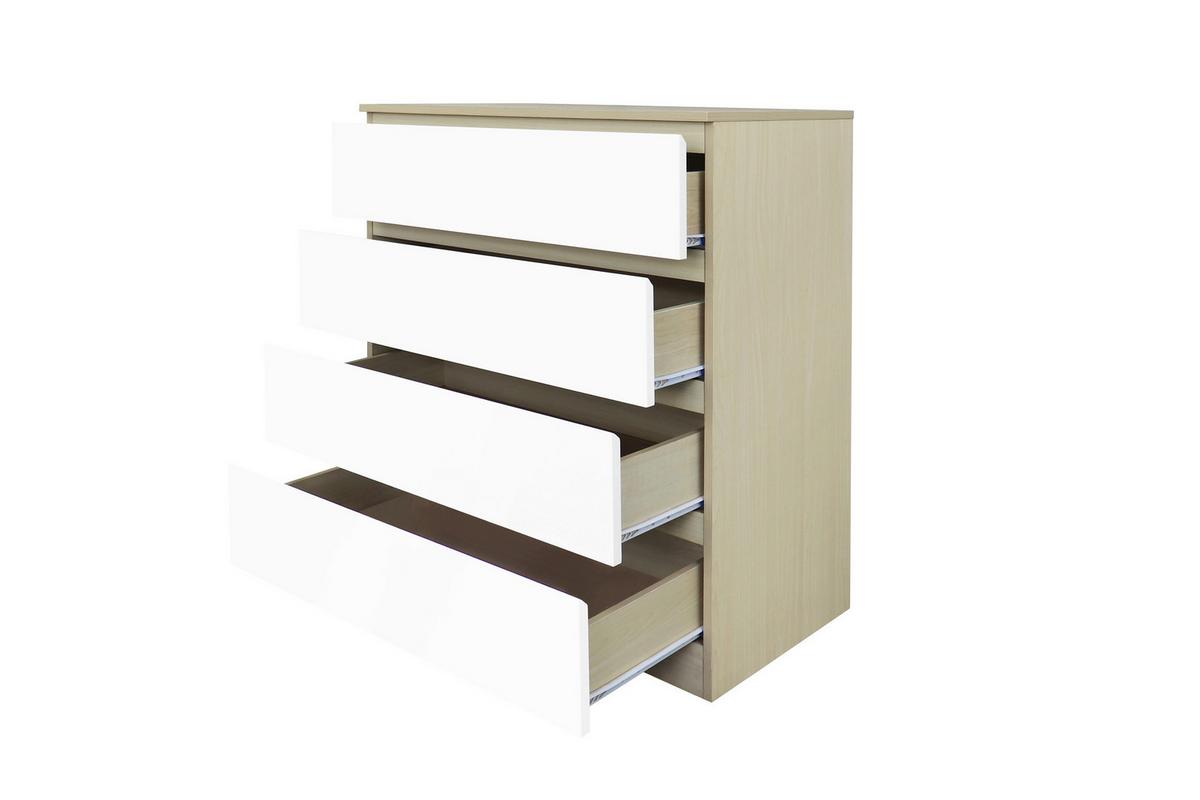 Kommode Weiß, Naturfarben B: 80cm - Naturfarben/Weiß, Design, Holzwerkstoff (80/93,5/39,5cm) - Livetastic