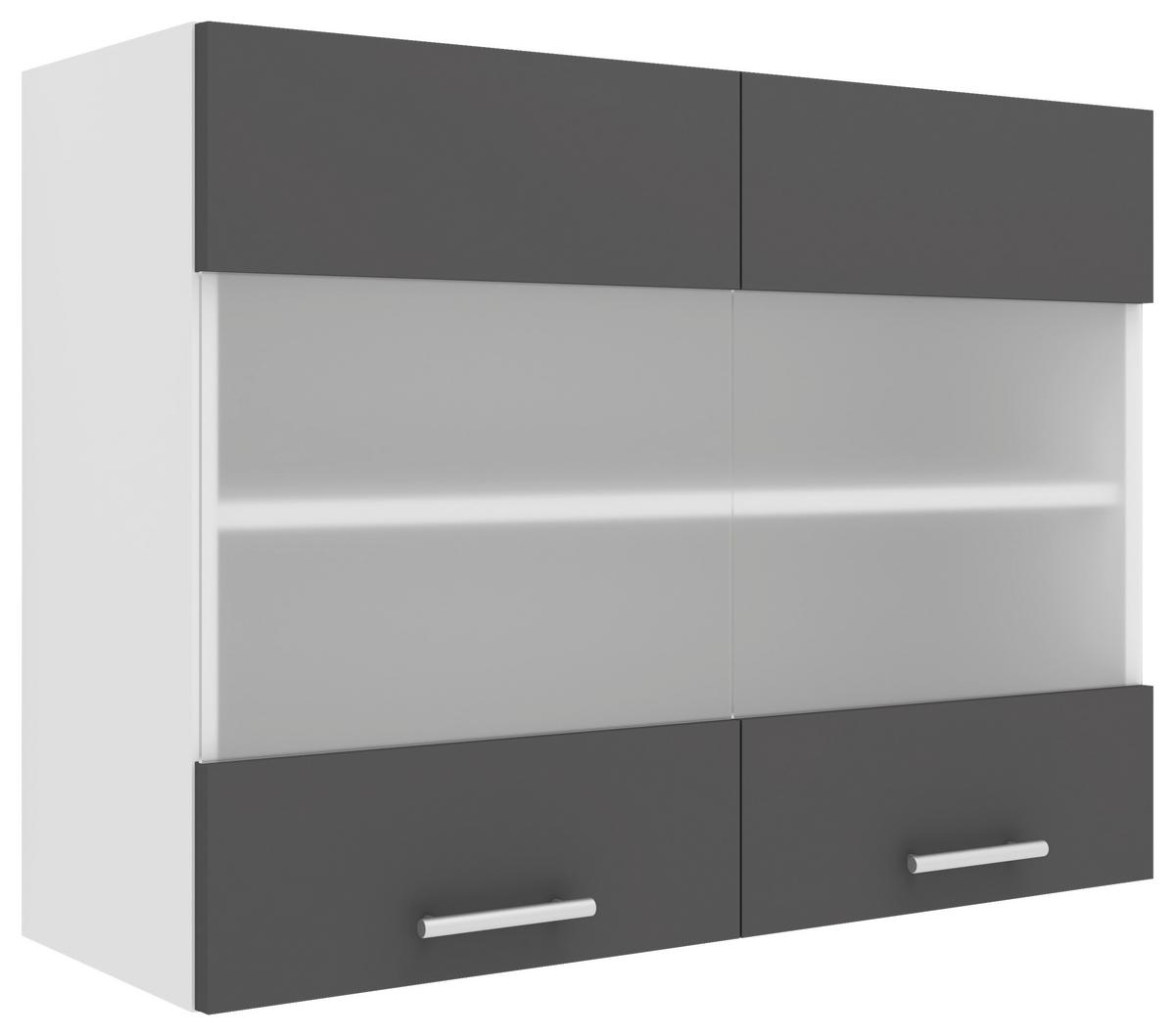 Küchenoberschrank Esilo B: 80 cm Anthrazit/Weiß - Anthrazit/Weiß, KONVENTIONELL, Glas/Holzwerkstoff (80/60/31cm) - MID.YOU