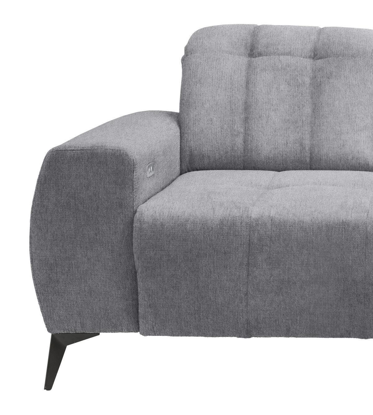Ecksofa mit USB Anschluss Sano, Hellgrau, S: 261x200 cm - Hellgrau/Schwarz, MODERN, Textil (261/200cm) - Livetastic