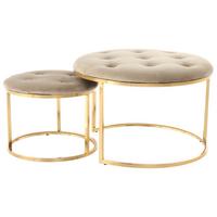 Hockerset 2-Teilig Myla 100 Taupe/Goldfarben D: 60/40 cm - Taupe/Goldfarben, Design, Textil (40/60/32/41/40/60cm) - Kayoom