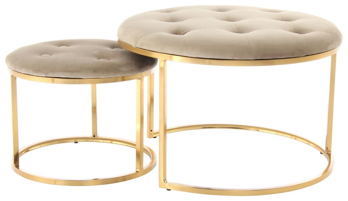 Hockerset 2-Teilig Myla 100 Taupe/Goldfarben D: 60/40 cm - Taupe/Goldfarben, Design, Textil (40/60/32/41/40/60cm) - Kayoom