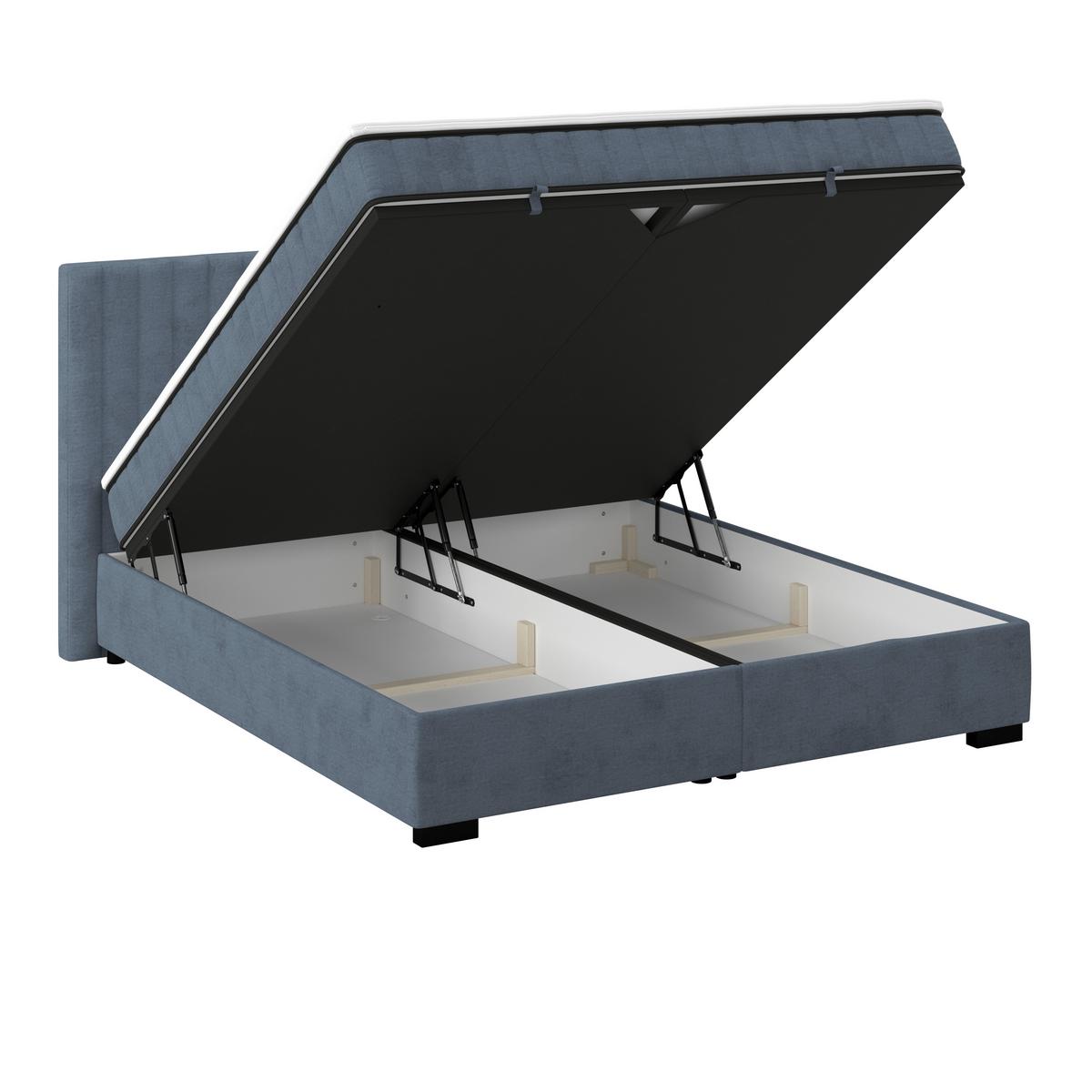 Boxbett Maya inkl. Bettkasten Graublau 200x220 cm - Graublau/Schwarz, MODERN, Holz/Holzwerkstoff (200/220cm)
