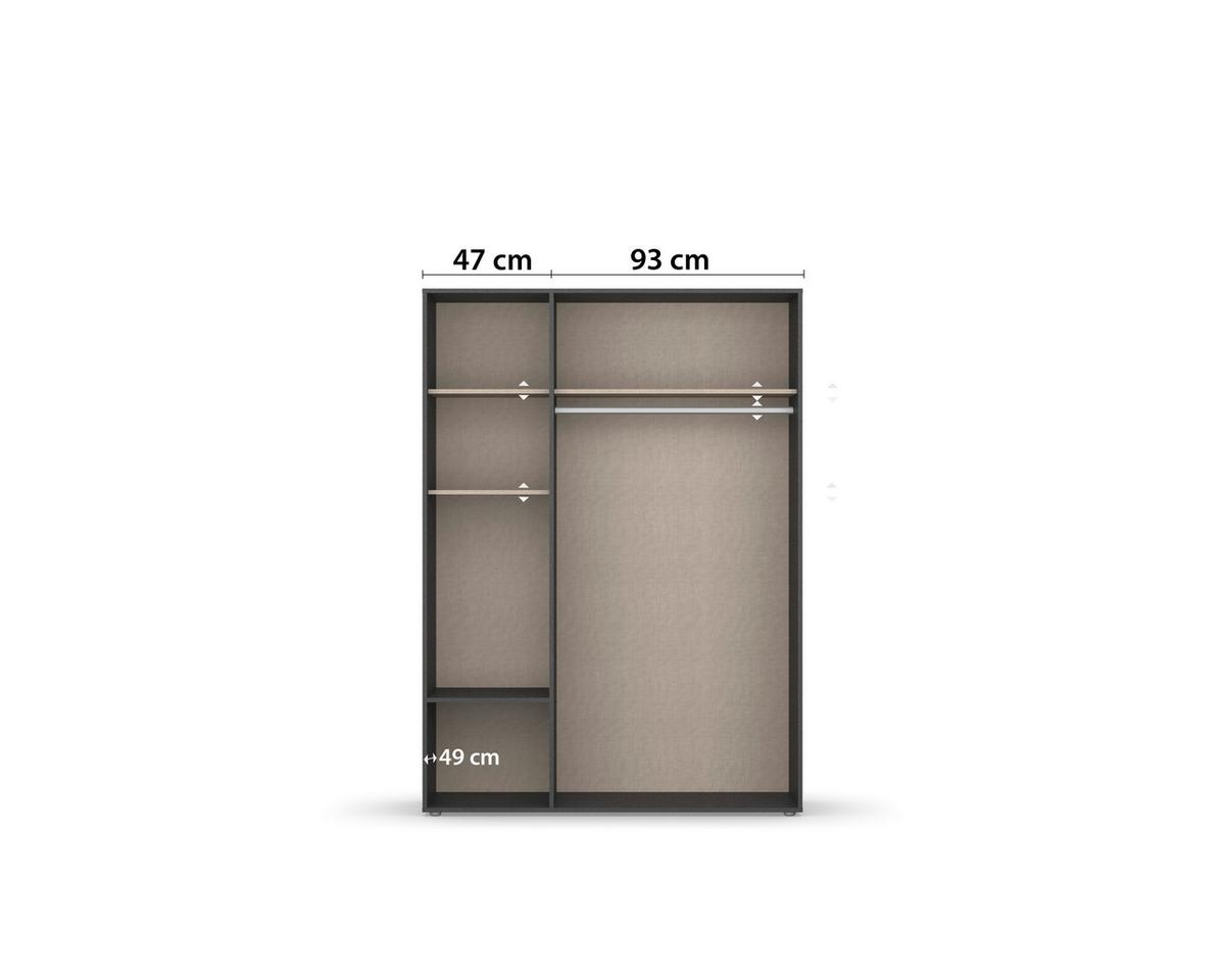 Drehtürenschrank Voyager Grau B: 140 Cm - Grau, MODERN, Holzwerkstoff (140/194/53cm) - Rauch Möbel