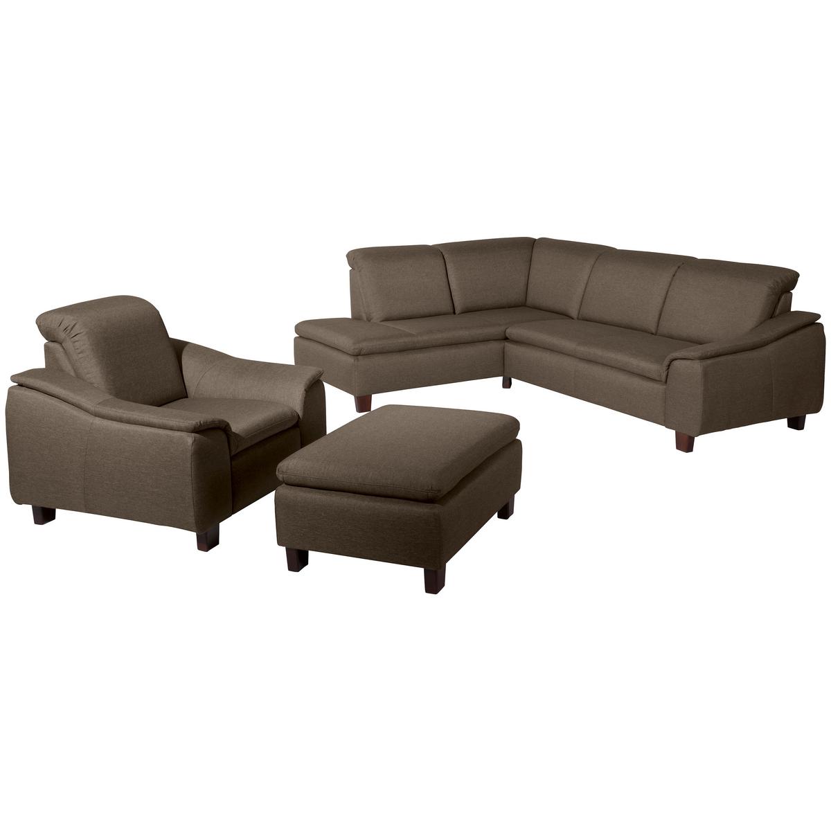 Ecksofa Aaron Sahara Flachgewebe - Nussbaumfarben/Sahara, Design, Textil (247/187cm) - Max Winzer
