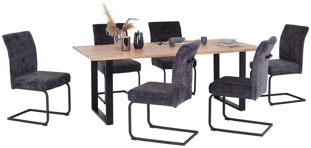 Esstisch Echtholz Mundra 200x76cm Schwarz/Akazienfarben - Schwarz/Akaziefarben, KONVENTIONELL, Holz (200/76/90cm)