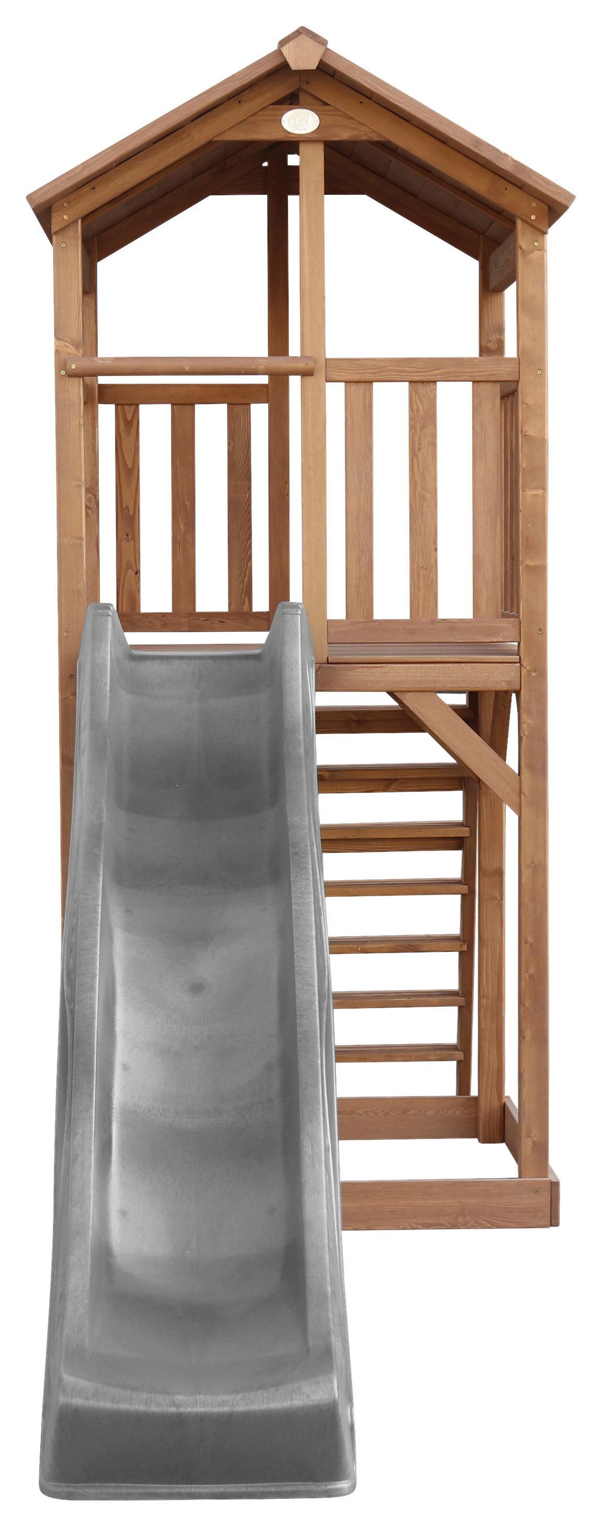 Spielturm A025.120.80 - Braun/Grau, KONVENTIONELL, Holz/Kunststoff (111,2/241,9/349cm) - Ambia Garden