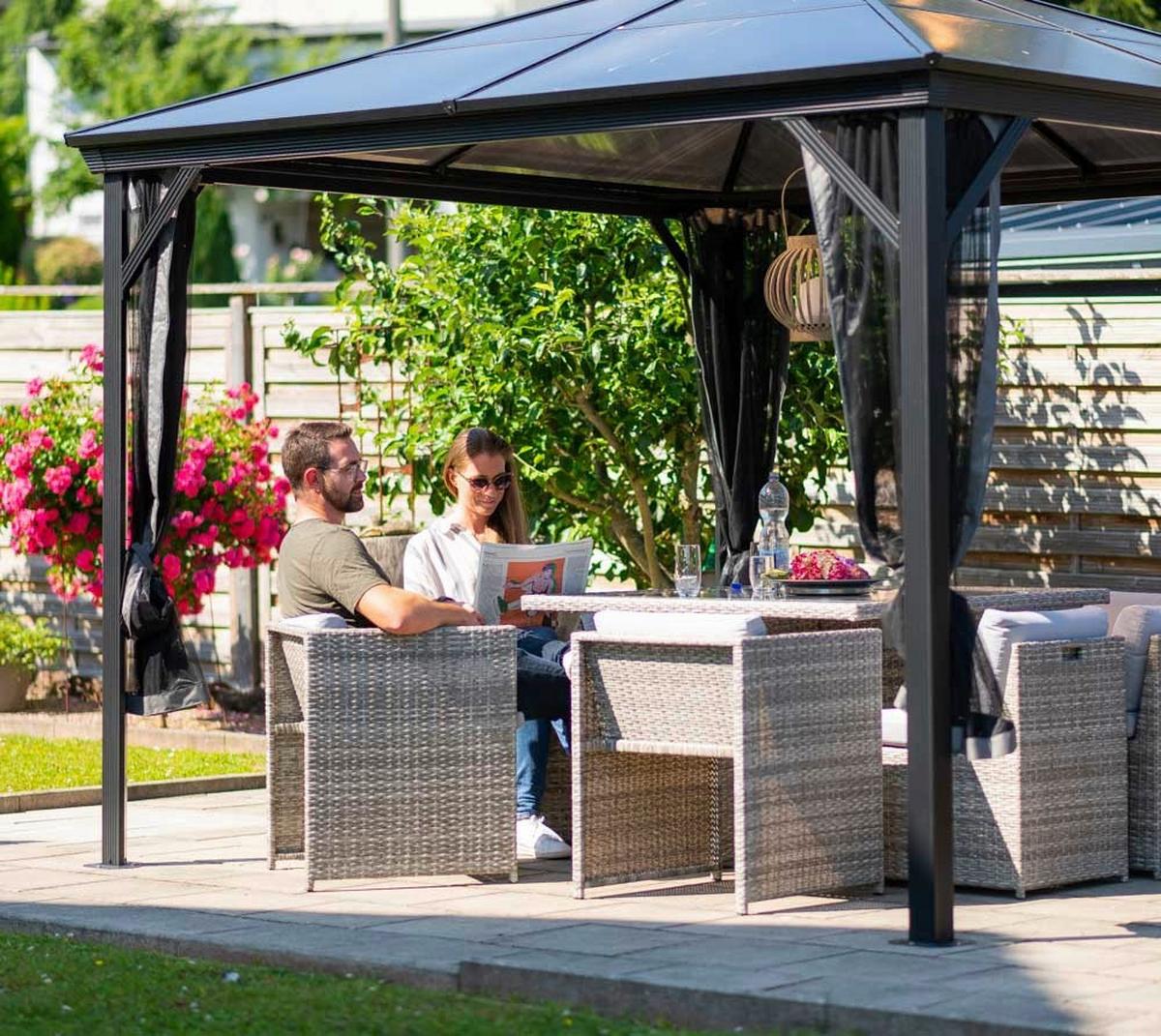Pavillon Verona 298x298 Cm Wetterfest Gartenpavvilon - Anthrazit, Basics, Kunststoff/Metall (298/261/298cm)